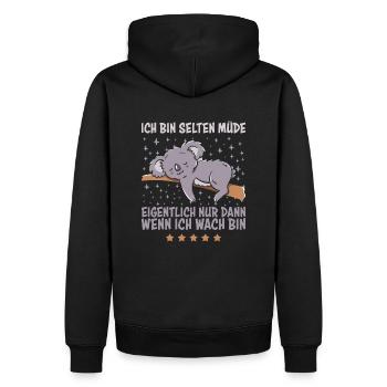 Selten Müde Koala Sarkastische Schlaf Sprüche - Männer Premium Bio Hoodie - Schwarz - Hinten - Nico (187cm)