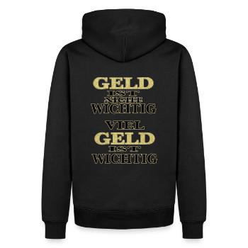 Geld ist nicht wichtig viel Geld ist wichtig - Männer Premium Bio Hoodie - Schwarz - Hinten - Nico (187cm)