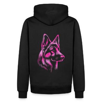 German Shepherd head pink - Men’s Premium Organic Hoodie - black - Back - Nico (187cm)