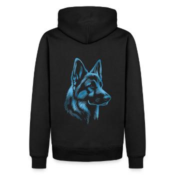 German Shepherd Head Blue - Men’s Premium Organic Hoodie - black - Back - Nico (187cm)