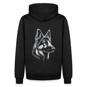Deutscher Schäferhund Kopf silber - Männer Premium Bio Hoodie - Schwarz - Hinten - Nico (187cm)