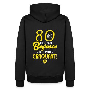 80 ans bogosse humour anniversaire 80 ans - Sweat à capuche Premium bio Homme - noir - Dos - Nico (187cm)