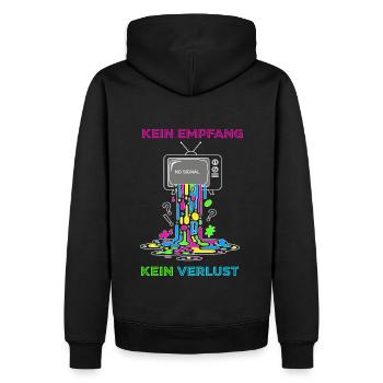 Deutsches TV - Kein Empfang, Kein Verlust - Männer Premium Bio Hoodie - Schwarz - Hinten - Nico (187cm)