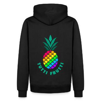 Pride / LGBTQ / Ananas / Tutti Frutti - Männer Premium Bio Hoodie - Schwarz - Hinten - Nico (187cm)