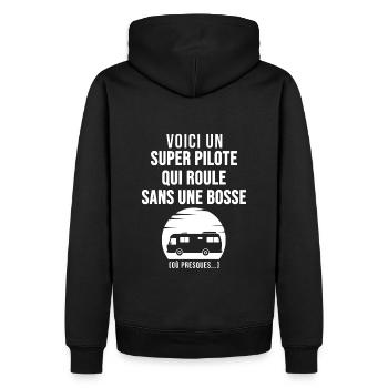 Camping cadeau papa papy camping car - Sweat à capuche Premium bio Homme - noir - Dos - Nico (187cm)