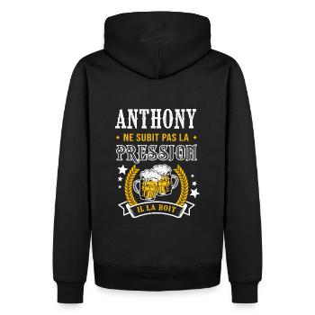 Anthony bière anthony cadeau anthony fêtes - Sweat à capuche Premium bio Homme - noir - Dos - Nico (187cm)
