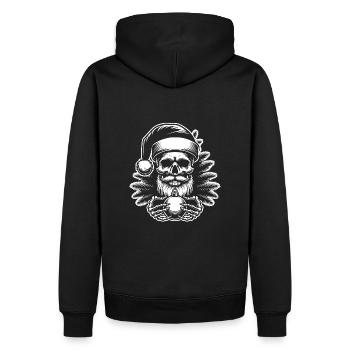 Weihnachtsmann Skull mit Christbaumkugel - Männer Premium Bio Hoodie - Schwarz - Hinten - Nico (187cm)