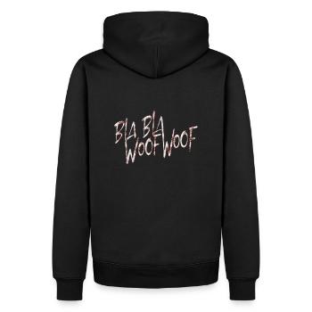 BlaBla Woof Woof (red meat) - Sweat à capuche Premium bio Homme - noir - Dos - Nico (187cm)