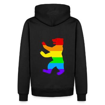 Ours de Berlin / Ours de la fierté / Arc-en-ciel - Sweat à capuche Premium bio Homme - noir - Dos - Nico (187cm)