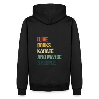 J’aime les livres Karaté et peut-être 3 personnes - Sweat à capuche Premium bio Homme - noir - Dos - Nico (187cm)