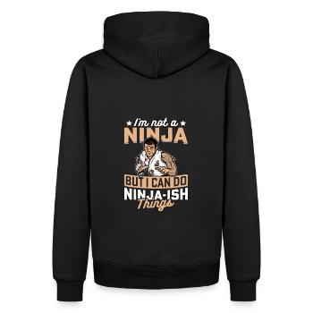 Ich bin kein Ninja, aber ich kann Ninja-ähnliche Dinge tun - Männer Premium Bio Hoodie - Schwarz - Hinten - Nico (187cm)