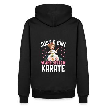 Juste une fille qui aime le karaté - Sweat à capuche Premium bio Homme - noir - Dos - Nico (187cm)