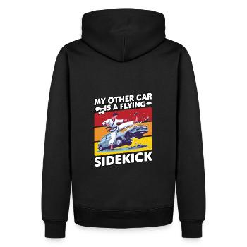 Mein anderes Auto ist ein fliegender Sidekick - Männer Premium Bio Hoodie - Schwarz - Hinten - Nico (187cm)