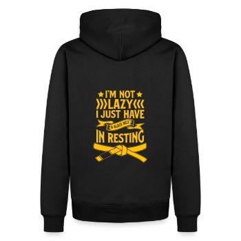 Je ne suis pas paresseux, j’ai juste une ceinture noire au repos - Sweat à capuche Premium bio Homme - noir - Dos - Nico (187cm)