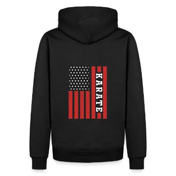 Karate - Männer Premium Bio Hoodie - Schwarz - Hinten - Nico (187cm)