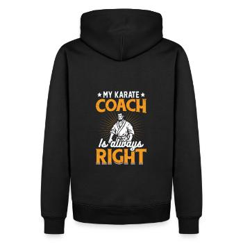 Mein Karate-Trainer hat immer Recht - Männer Premium Bio Hoodie - Schwarz - Hinten - Nico (187cm)