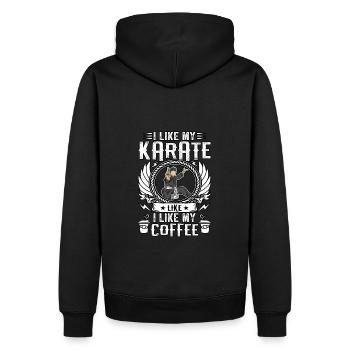 Ich mag mein Karate wie ich mein Coffee Black mag - Männer Premium Bio Hoodie - Schwarz - Hinten - Nico (187cm)