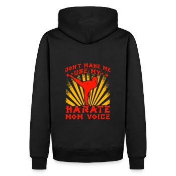 Ne me forcez pas à utiliser ma voix de maman karaté - Sweat à capuche Premium bio Homme - noir - Dos - Nico (187cm)