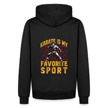 Le karaté est mon sport préféré - Sweat à capuche Premium bio Homme - noir - Dos - Nico (187cm)