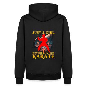 Juste une fille qui aime le karaté - Sweat à capuche Premium bio Homme - noir - Dos - Nico (187cm)