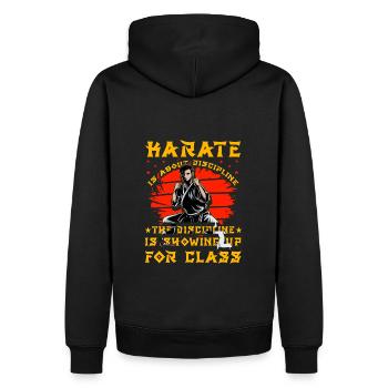 Le karaté, c’est une question de discipline - Sweat à capuche Premium bio Homme - noir - Dos - Nico (187cm)