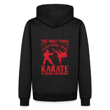La seule chose que j’aime plus que le karaté, c’est d’être - Sweat à capuche Premium bio Homme - noir - Dos - Nico (187cm)