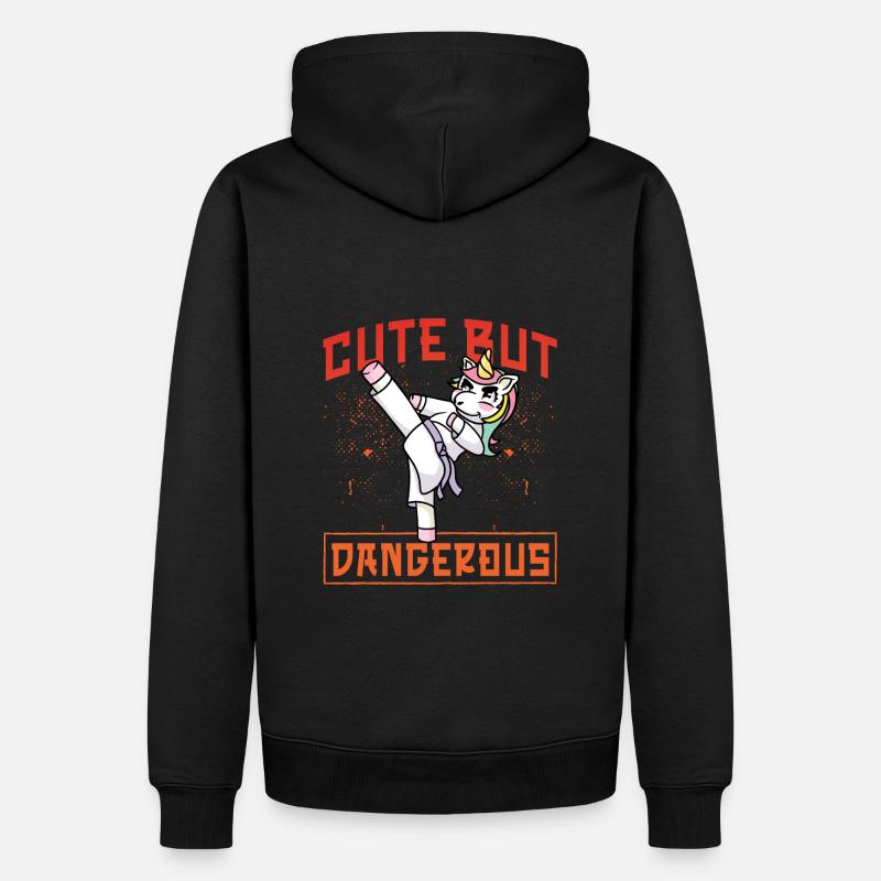 Karate Einhorn - Männer Premium Bio Hoodie - Schwarz