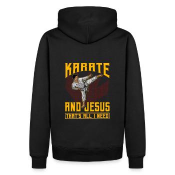 Le karaté et Jésus, c’est tout ce dont j’ai besoin - Sweat à capuche Premium bio Homme - noir - Dos - Nico (187cm)