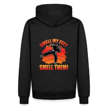 Rieche an meinen Füßen Rieche an ihnen - Männer Premium Bio Hoodie - Schwarz - Hinten - Nico (187cm)