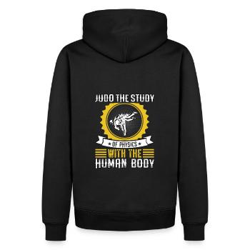 Judo : l’étude de la physique avec un corps humain - Sweat à capuche Premium bio Homme - noir - Dos - Nico (187cm)