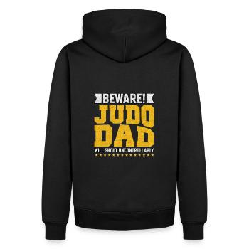 Vorsicht, Judo-Papa wird unkontrolliert schreien - Männer Premium Bio Hoodie - Schwarz - Hinten - Nico (187cm)
