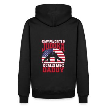 My favorite Judoka calls me daddy - Männer Premium Bio Hoodie - Schwarz - Hinten - Nico (187cm)