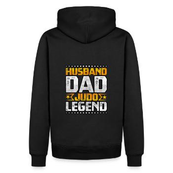 Ehemann Papa Judo-Legende - Männer Premium Bio Hoodie - Schwarz - Hinten - Nico (187cm)