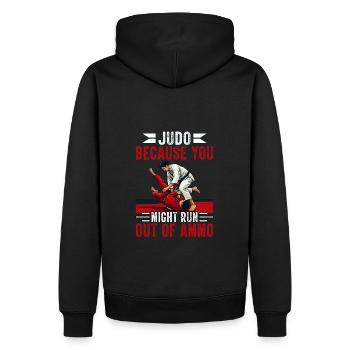 Judo because you might run out of ammo - Men’s Premium Organic Hoodie - black - Back - Nico (187cm)