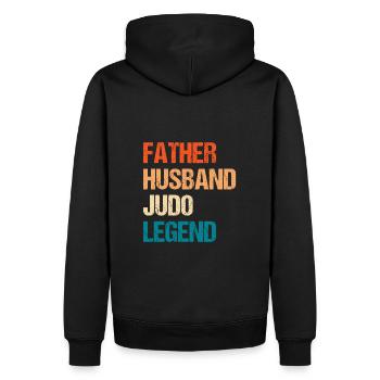 Vater Ehemann Judo-Legende - Männer Premium Bio Hoodie - Schwarz - Hinten - Nico (187cm)
