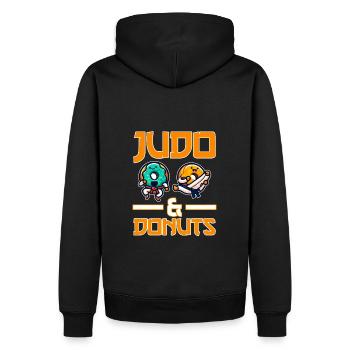Judo et beignets - Sweat à capuche Premium bio Homme - noir - Dos - Nico (187cm)