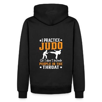Ich übe Judo, damit ich die Leute nicht in den Schwanz schlage. - Männer Premium Bio Hoodie - Schwarz - Hinten - Nico (187cm)