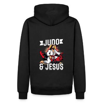 Le judo et Jésus - Sweat à capuche Premium bio Homme - noir - Dos - Nico (187cm)