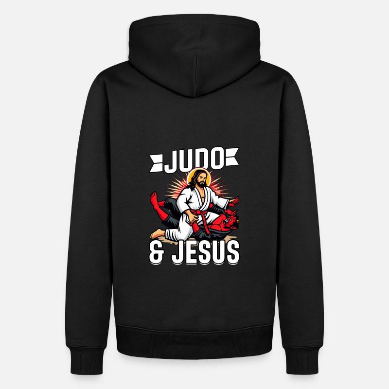 Le judo et Jésus - Sweat à capuche Premium bio Homme - noir