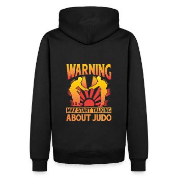Attention peut parler de Judo - Sweat à capuche Premium bio Homme - noir - Dos - Nico (187cm)