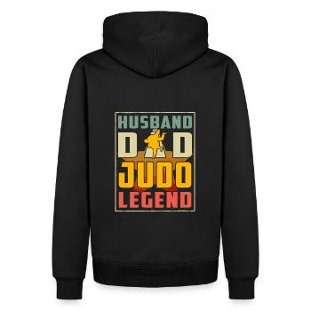 Ehemann Papa Judo-Legende - Männer Premium Bio Hoodie - Schwarz - Hinten - Nico (187cm)