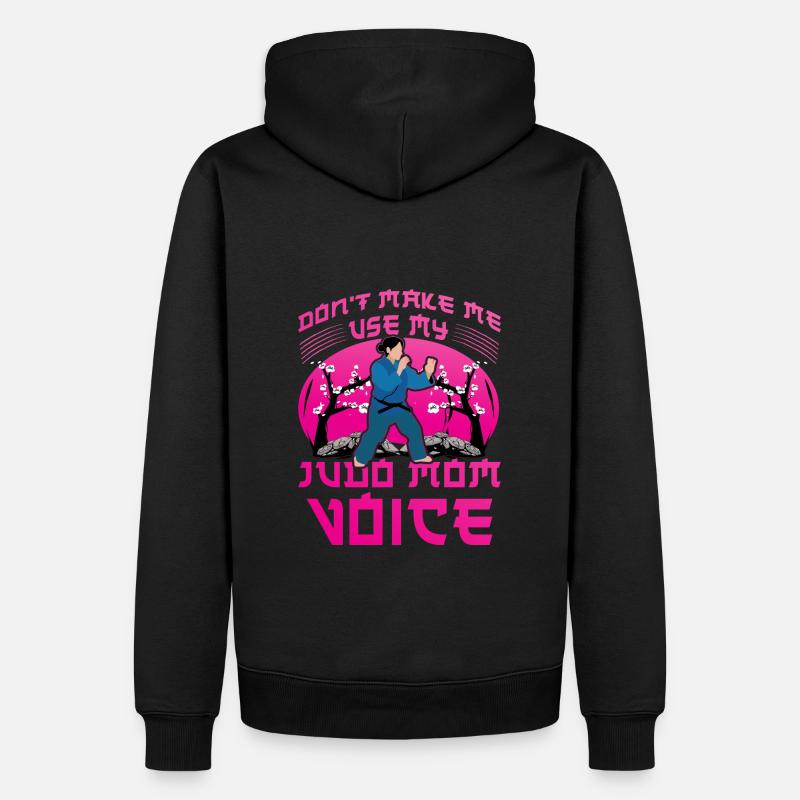 Ne me forcez pas à utiliser ma voix de maman judo - Sweat à capuche Premium bio Homme - noir