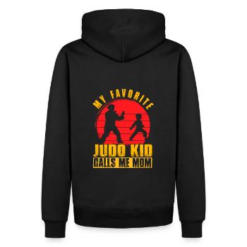 Mein Lieblings-Judo-Kind nennt mich Mama - Männer Premium Bio Hoodie - Schwarz - Hinten - Nico (187cm)
