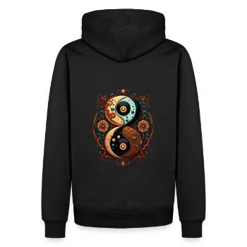 Yin Yang - Männer Premium Bio Hoodie - Schwarz - Hinten - Nico (187cm)