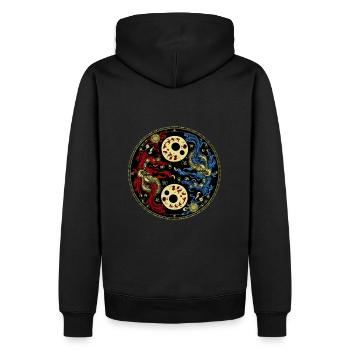 Yin Yang - Männer Premium Bio Hoodie - Schwarz - Hinten - Nico (187cm)