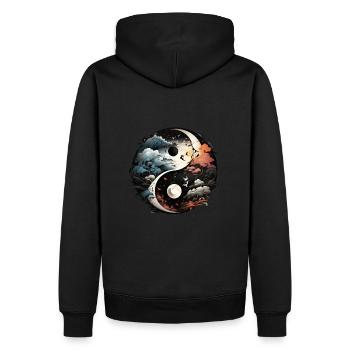 Yin Yang - Männer Premium Bio Hoodie - Schwarz - Hinten - Nico (187cm)