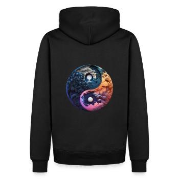 Yin Yang - Sweat à capuche Premium bio Homme - noir - Dos - Nico (187cm)