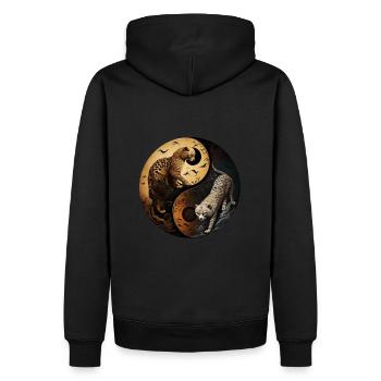 Yin Yang Chats sauvages - Sweat à capuche Premium bio Homme - noir - Dos - Nico (187cm)