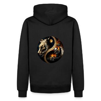 Yin Yang - Männer Premium Bio Hoodie - Schwarz - Hinten - Nico (187cm)