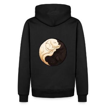 Yin Yang Welpe - Männer Premium Bio Hoodie - Schwarz - Hinten - Nico (187cm)